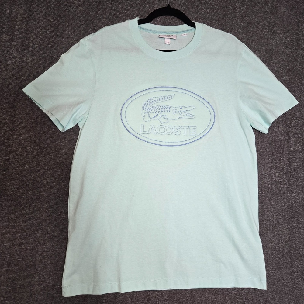 Lacoste Shirt Mens Large Crocodile‎ Blue Short Sleeve Embroidered Logo
